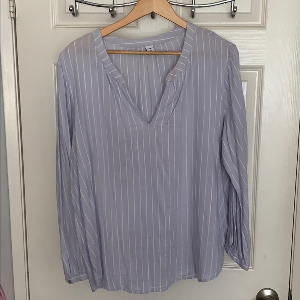 Lightweight striped long sleeve blouse